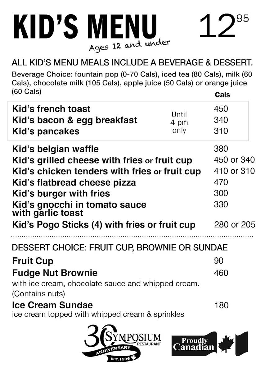 Menu, SymposiumCafeRestaurant Georgetown