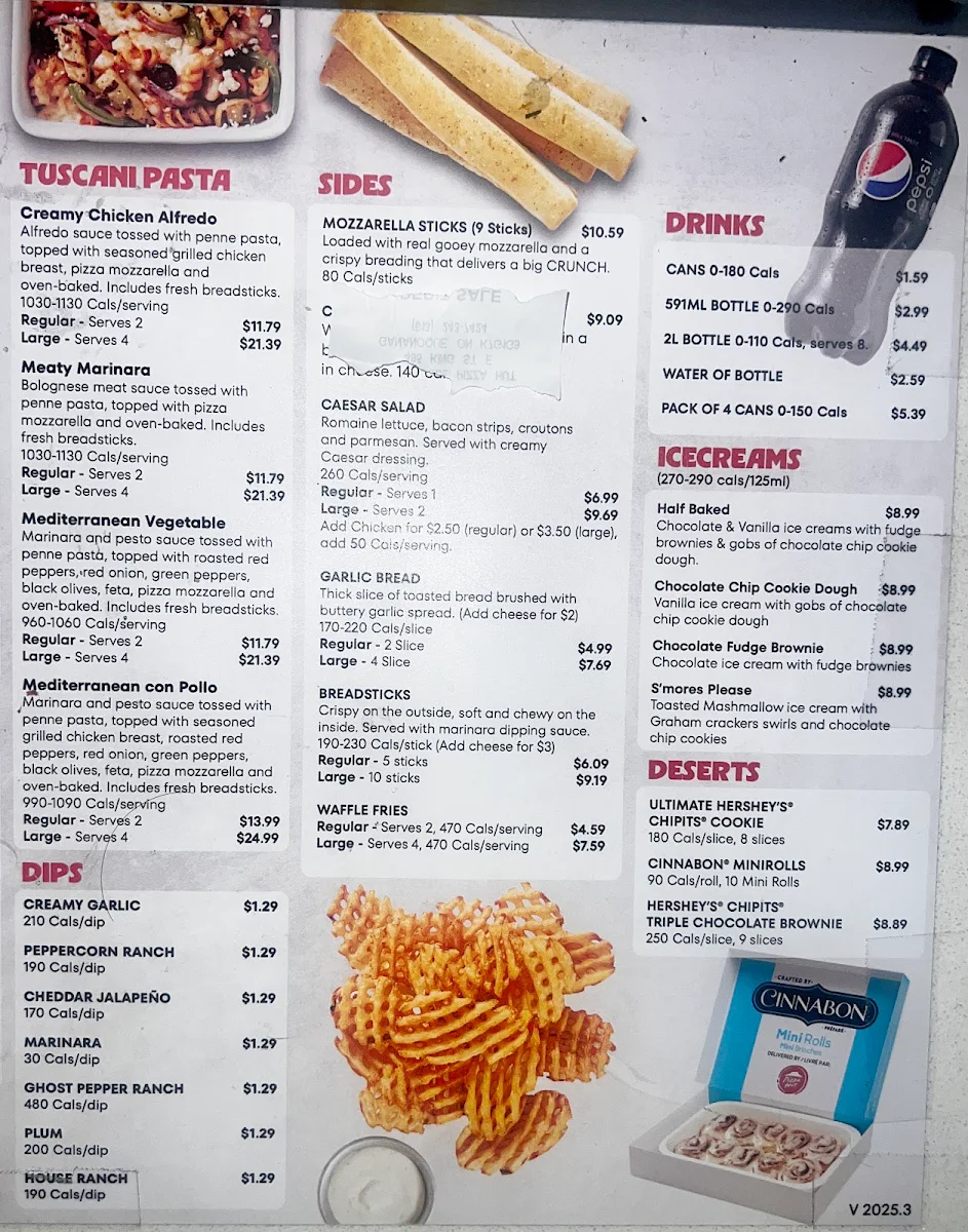 Menu, Pizza Hut