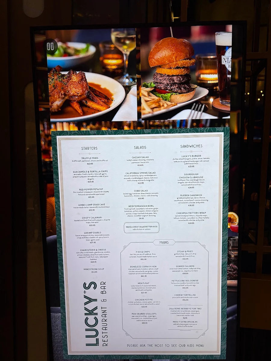 Menu, Lucky's Restaurant & Bar