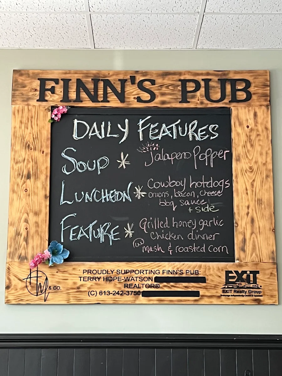 Menu, Finn’s Pub