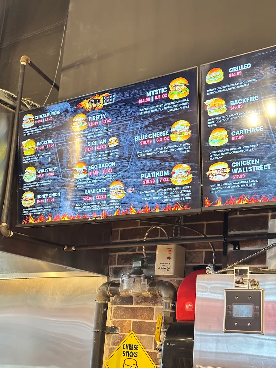 Menu, Firefly Burger Toronto