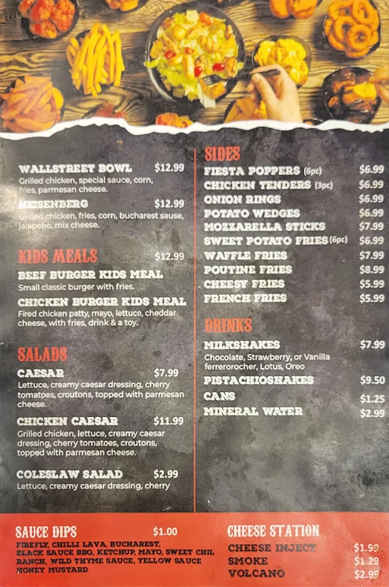 Menu, Firefly Burger Toronto