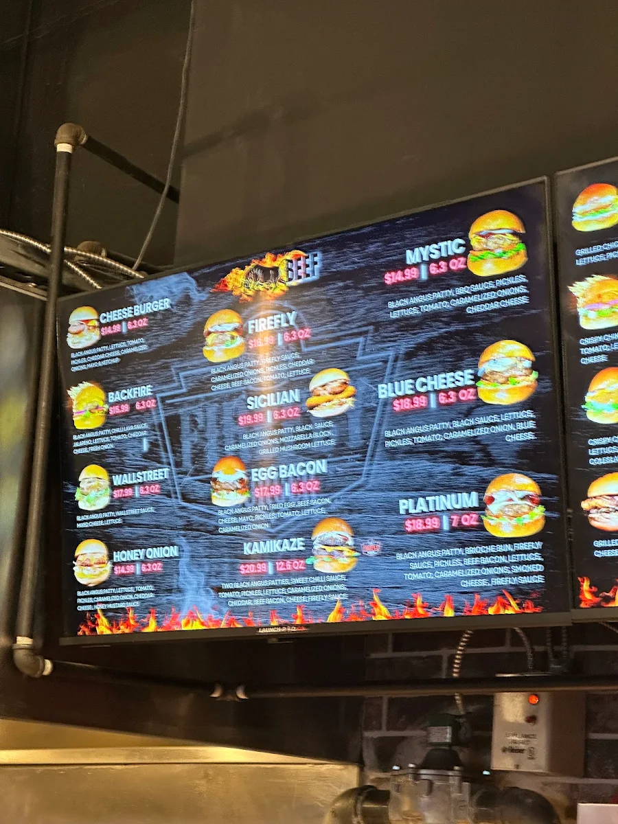 Menu, Firefly Burger Toronto