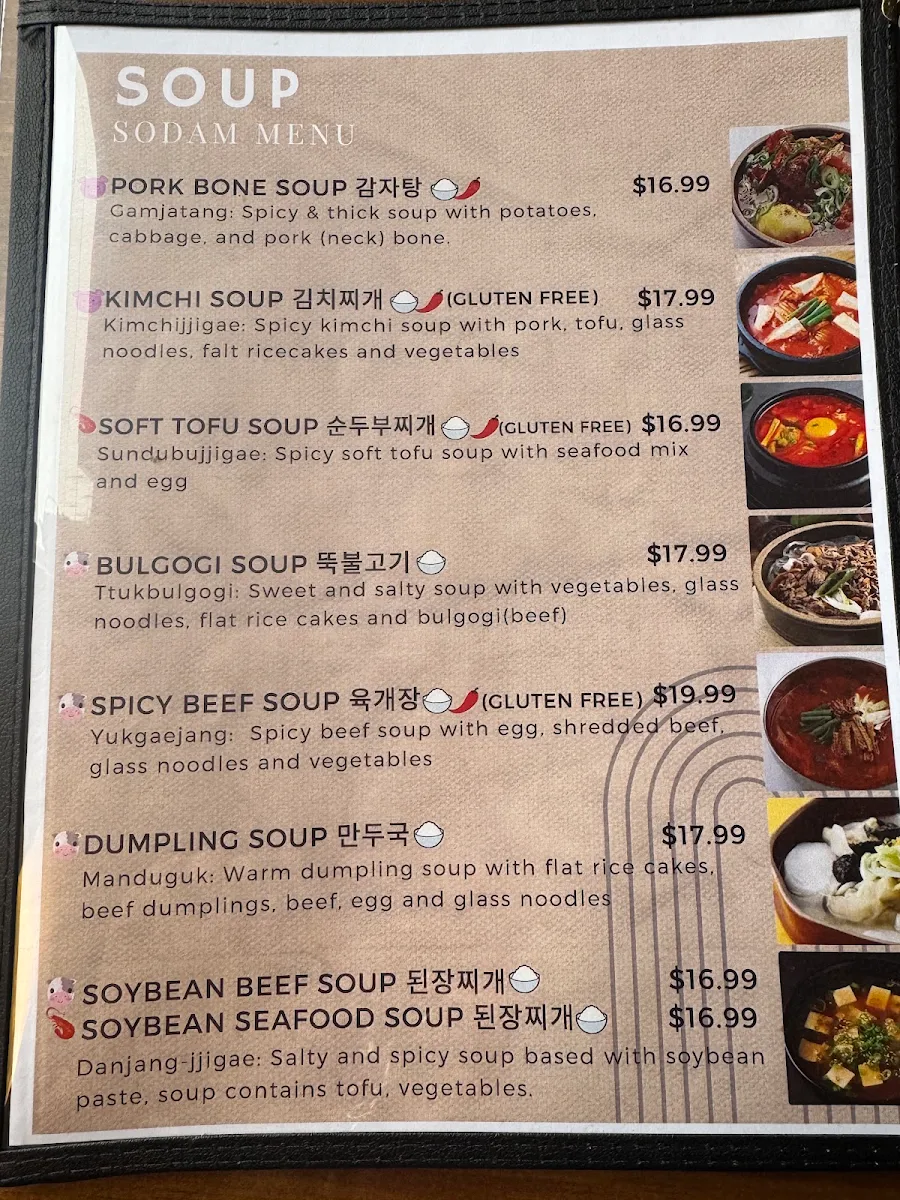 Menu, Sodam Korea