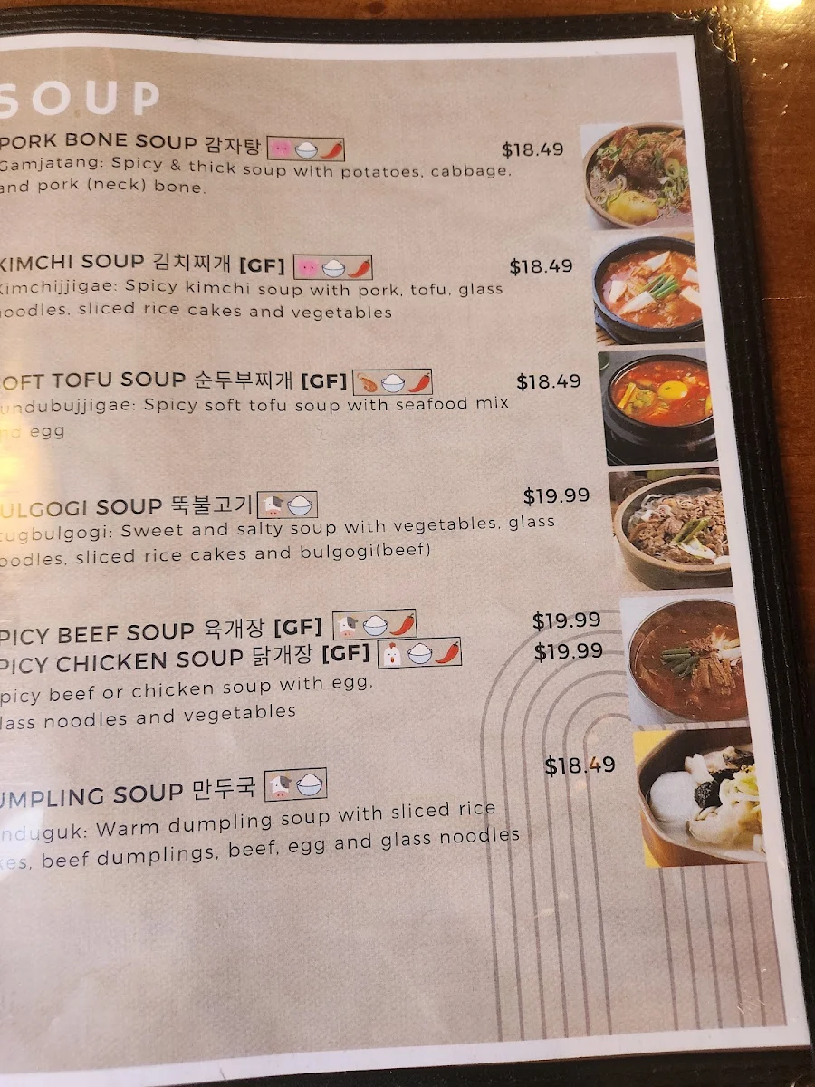 Menu, Sodam Korea