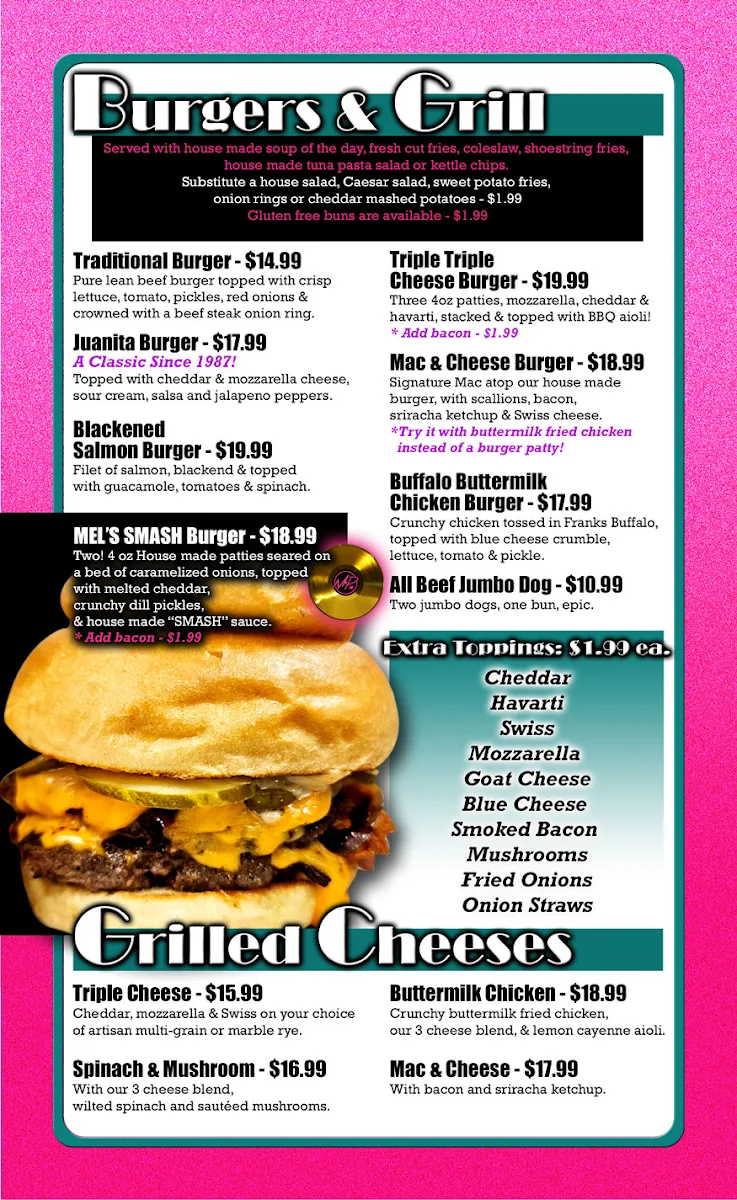 Menu, Melanie Pringles Restaurant