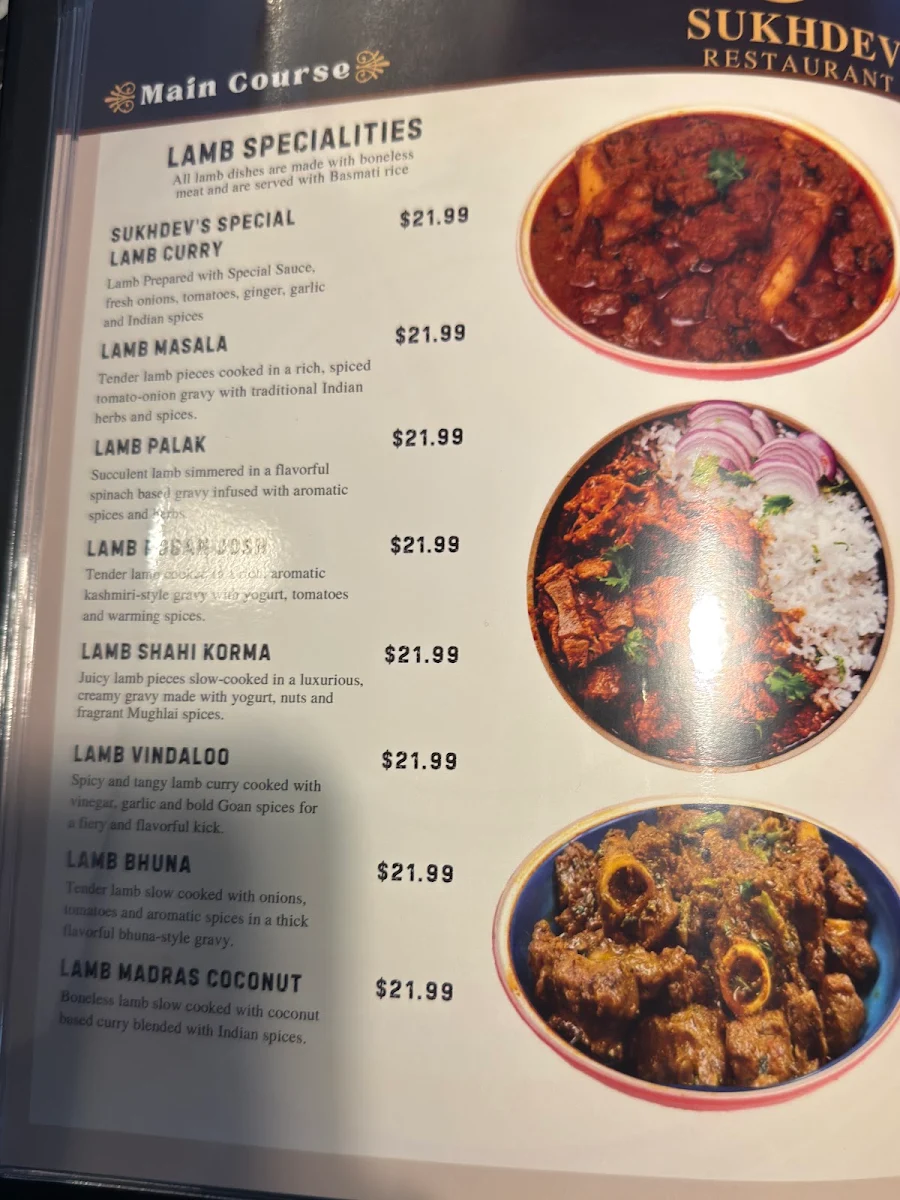 Menu, Sukhdev Restaurant Sault Ste. Marie