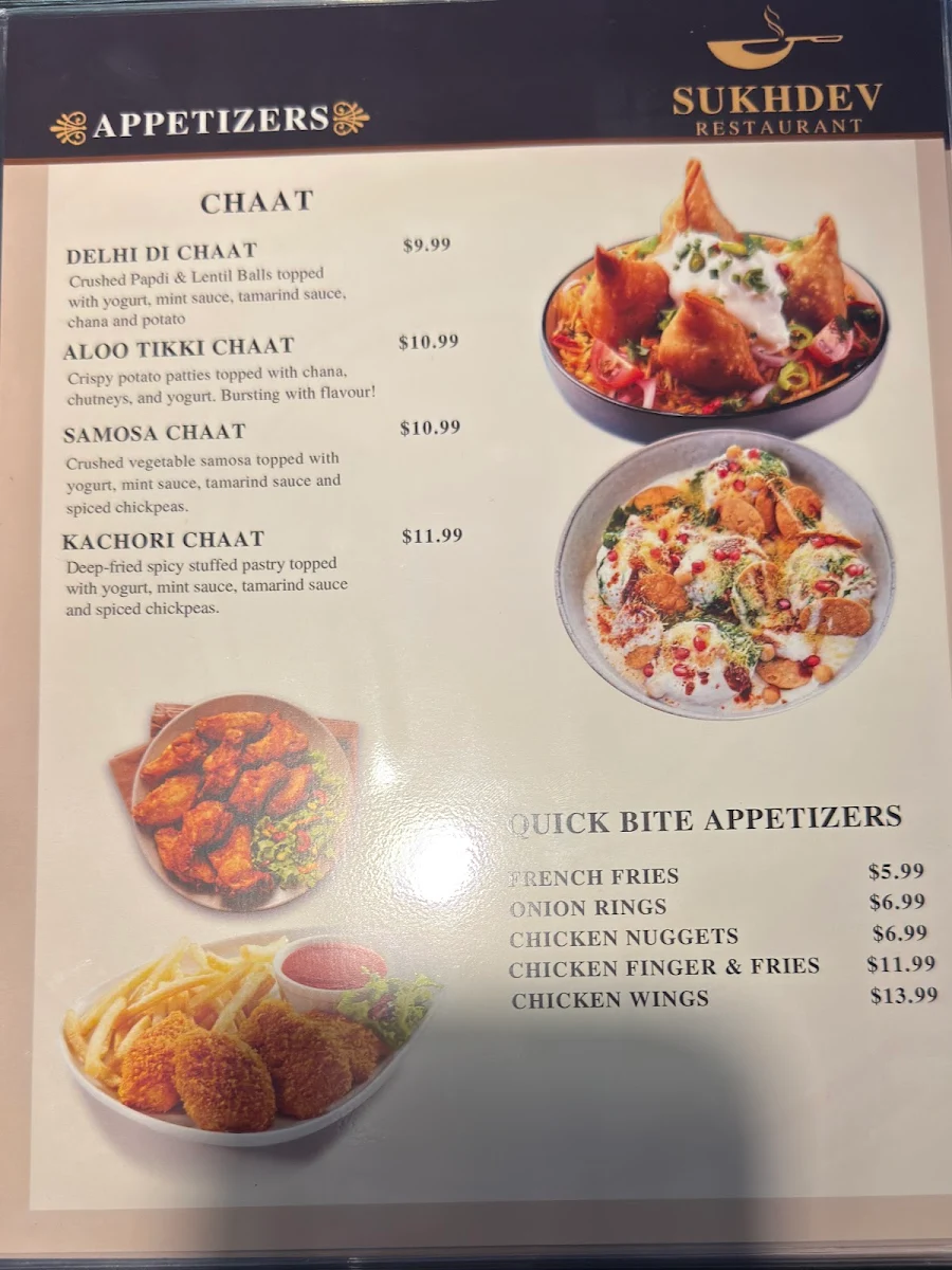 Menu, Sukhdev Restaurant Sault Ste. Marie
