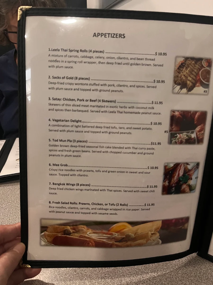 Menu, Leela Thai Restaurant