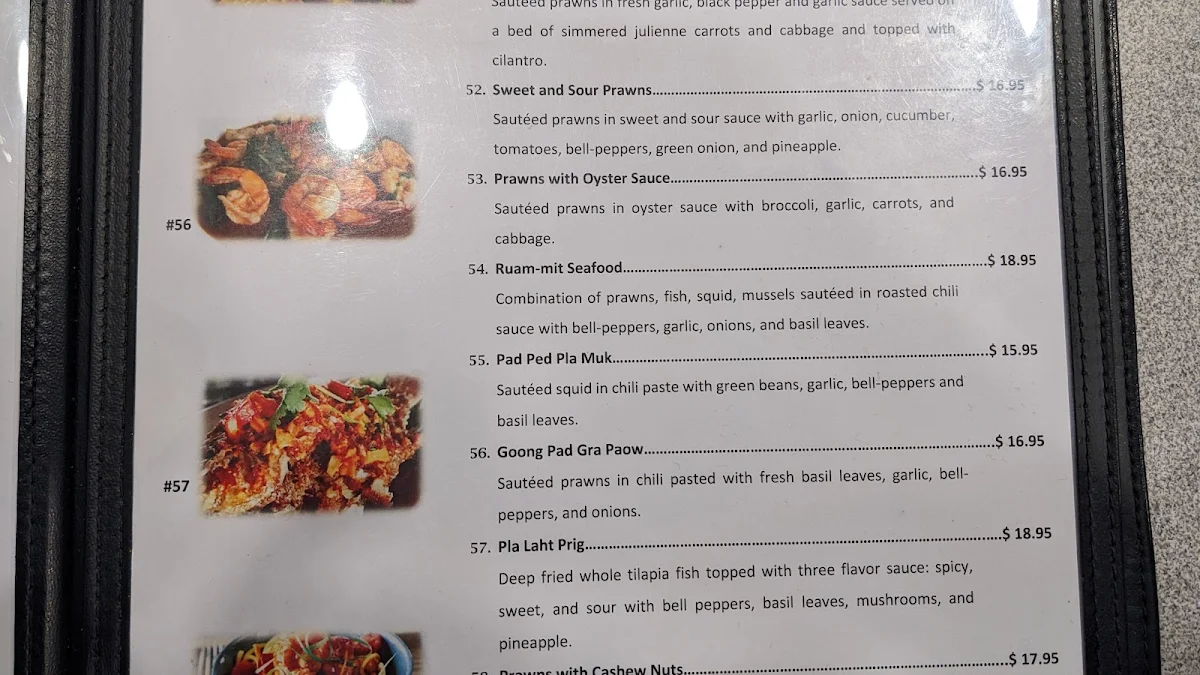 Menu, Leela Thai Restaurant