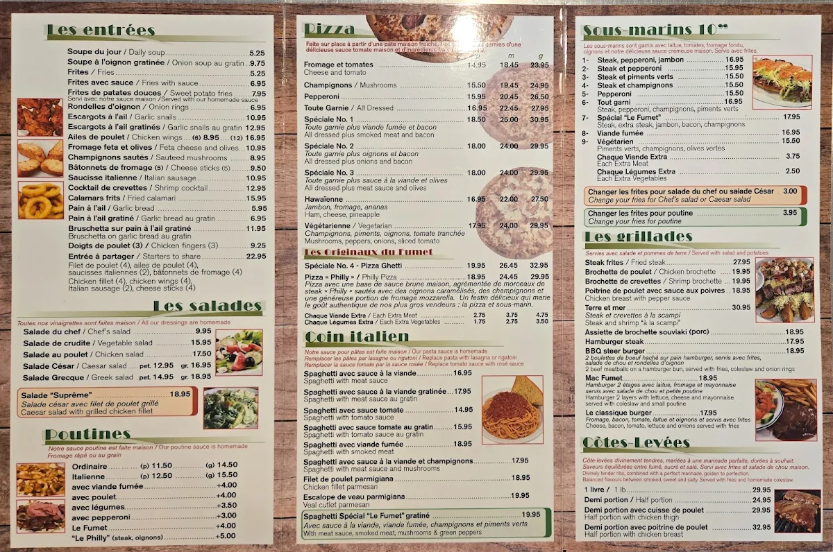 Menu, Restaurant Le Fumet