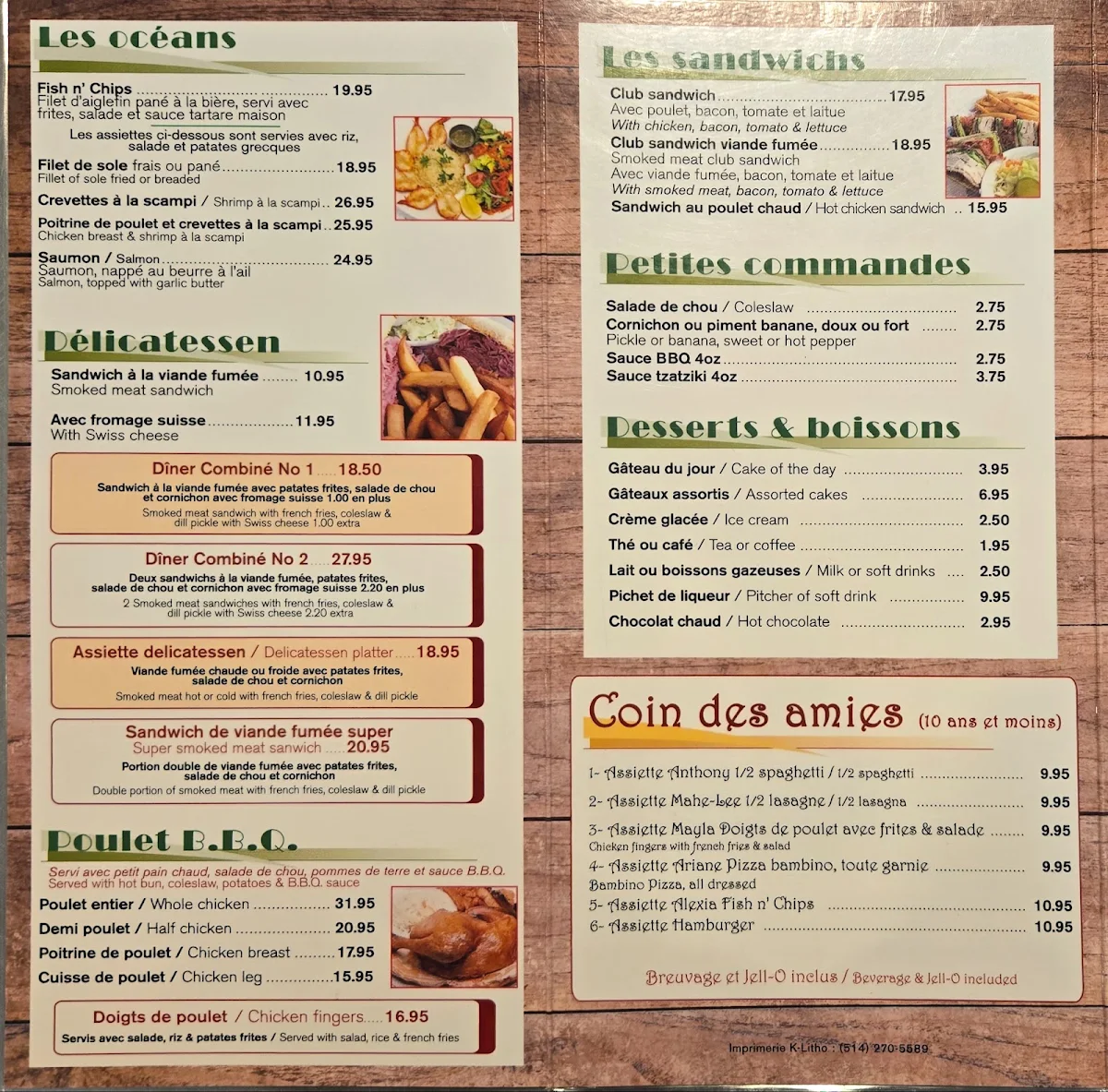 Menu, Restaurant Le Fumet