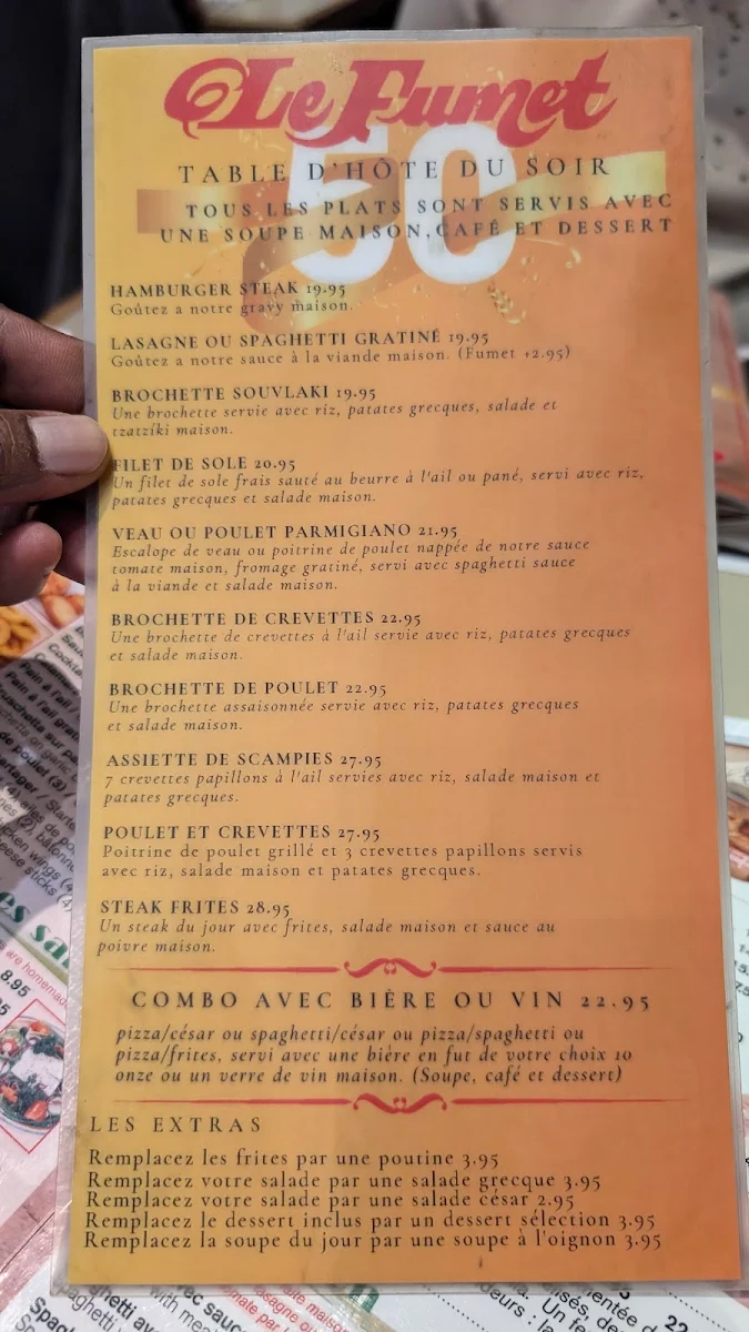 Menu, Restaurant Le Fumet