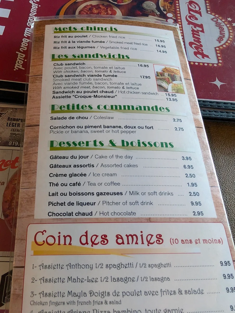 Menu, Restaurant Le Fumet