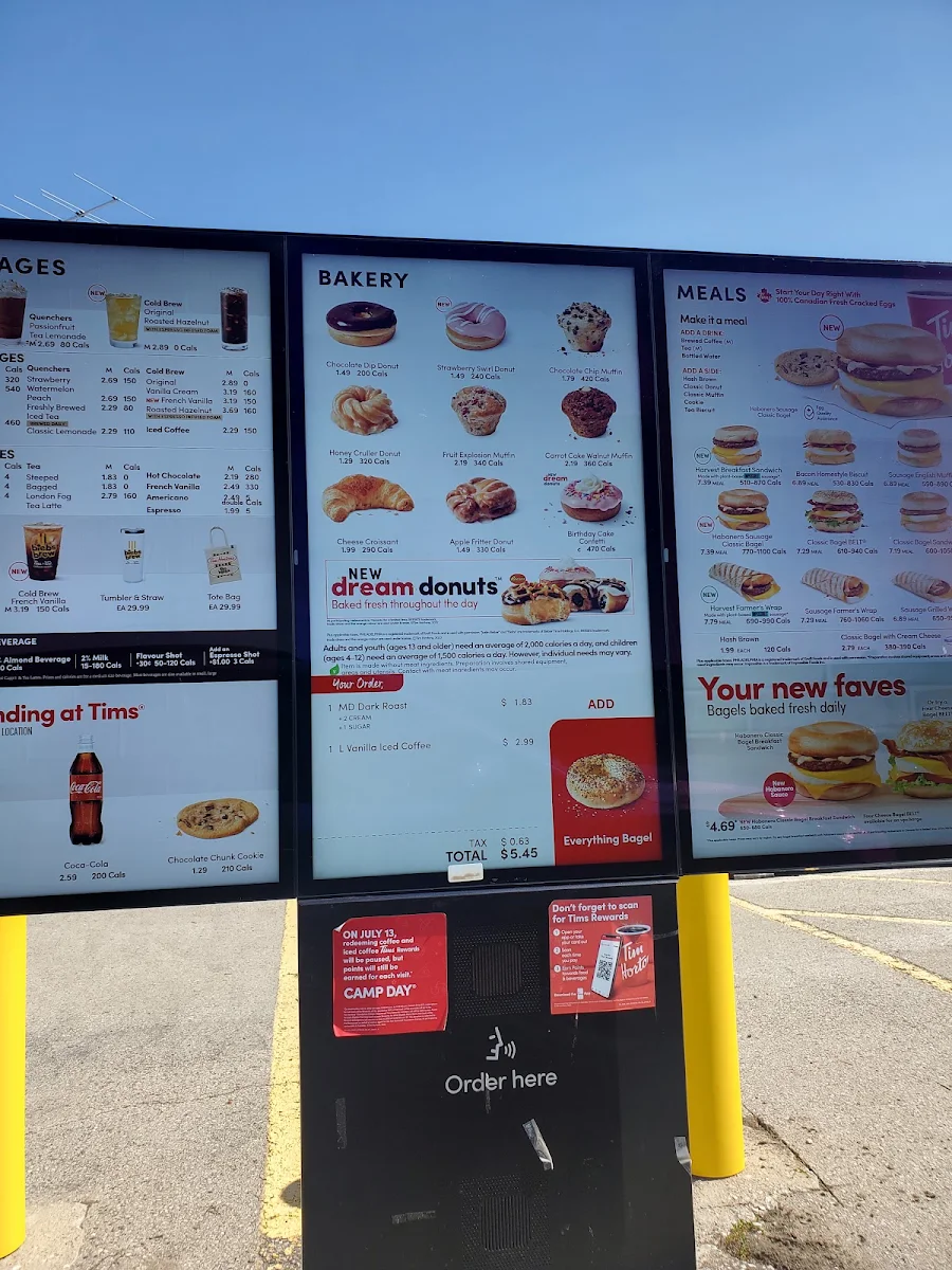 Menu, Tim Hortons