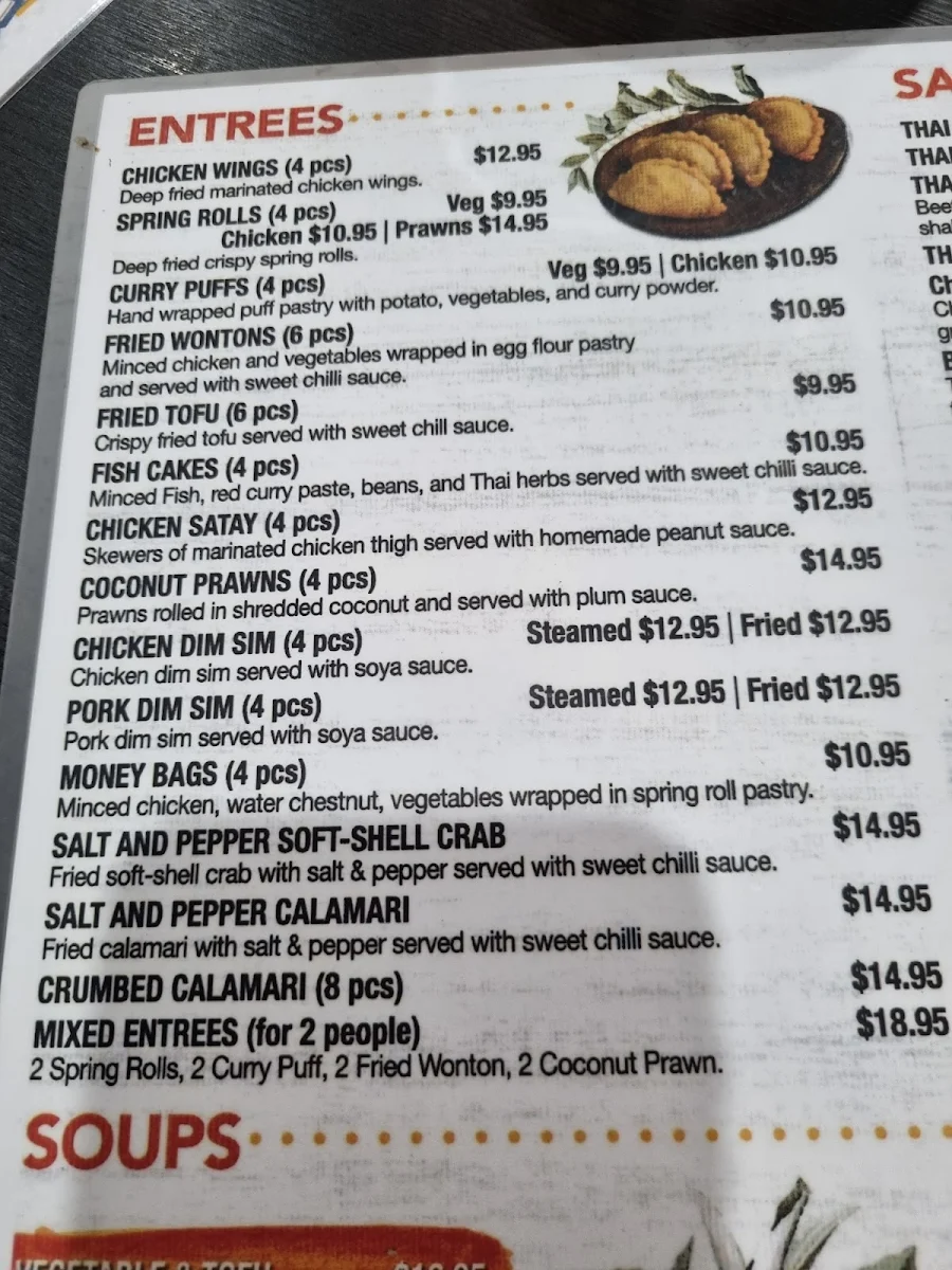 Menu, Chok Chai Thai Restaurant