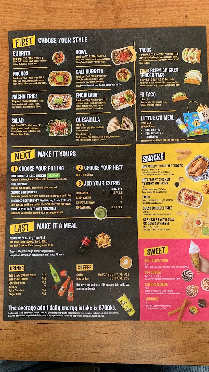 Menu, Guzman y Gomez - Leopold