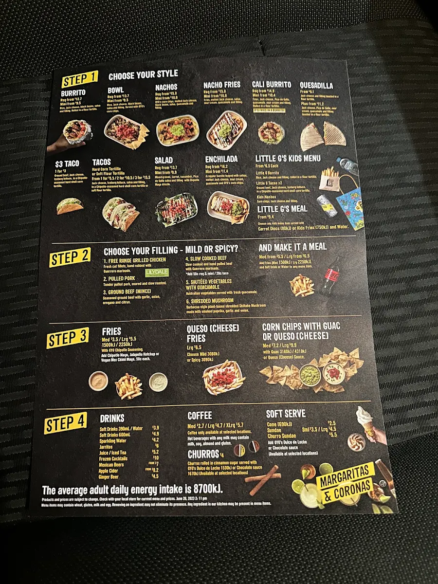 Menu, Guzman y Gomez - Leopold