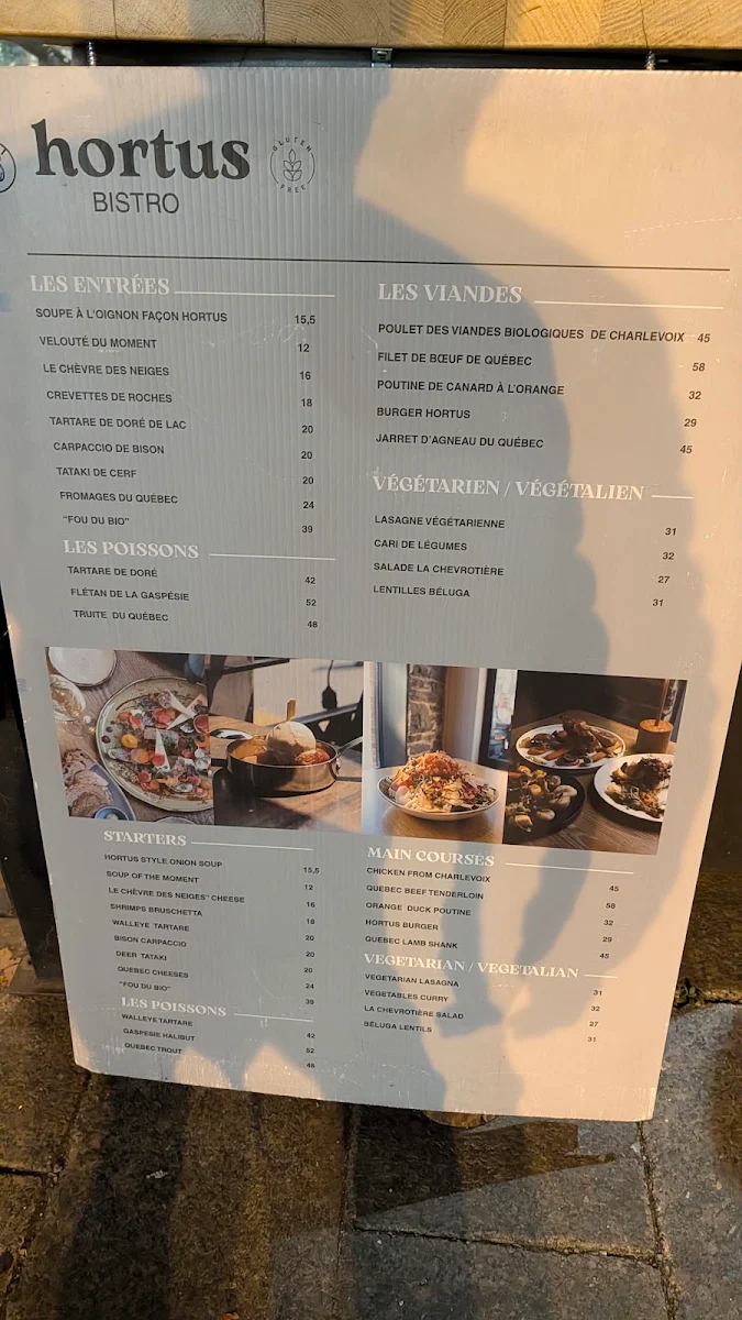 Menu, Bistro Hortus