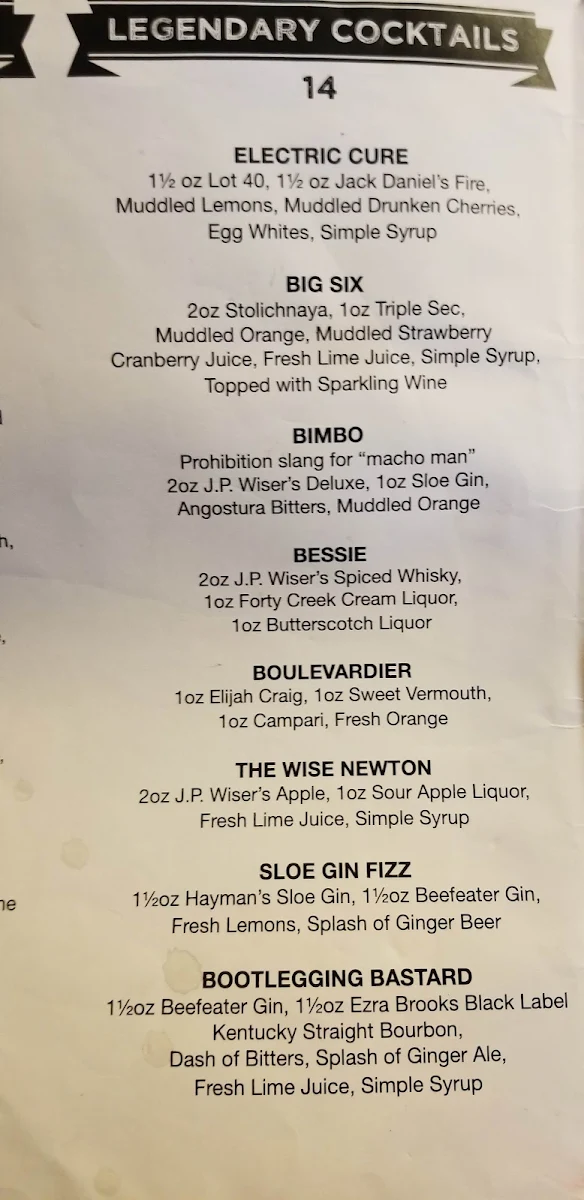Menu, CC Lounge and Whisky Bar