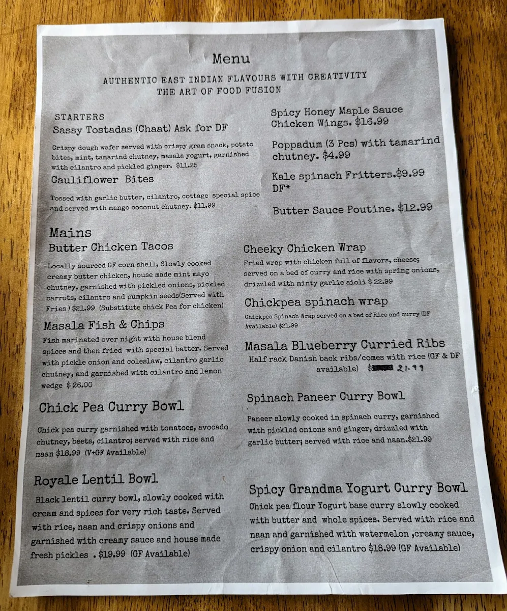 Menu, The Curry Cottage - Tap & Grill
