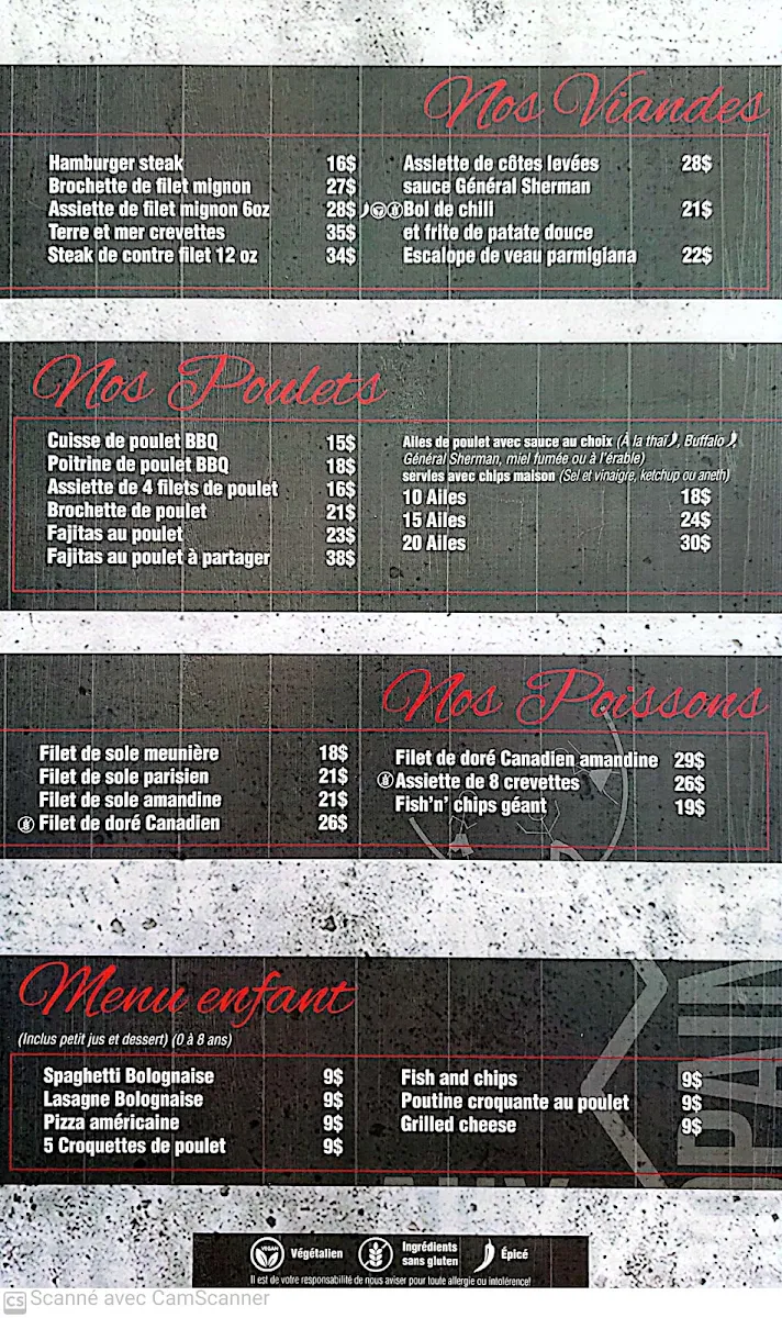Menu, Aux 3 Copains