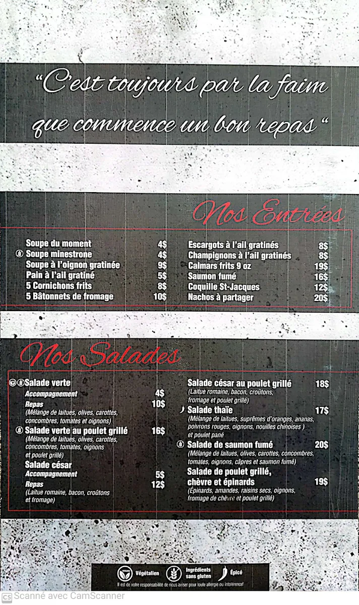 Menu, Aux 3 Copains