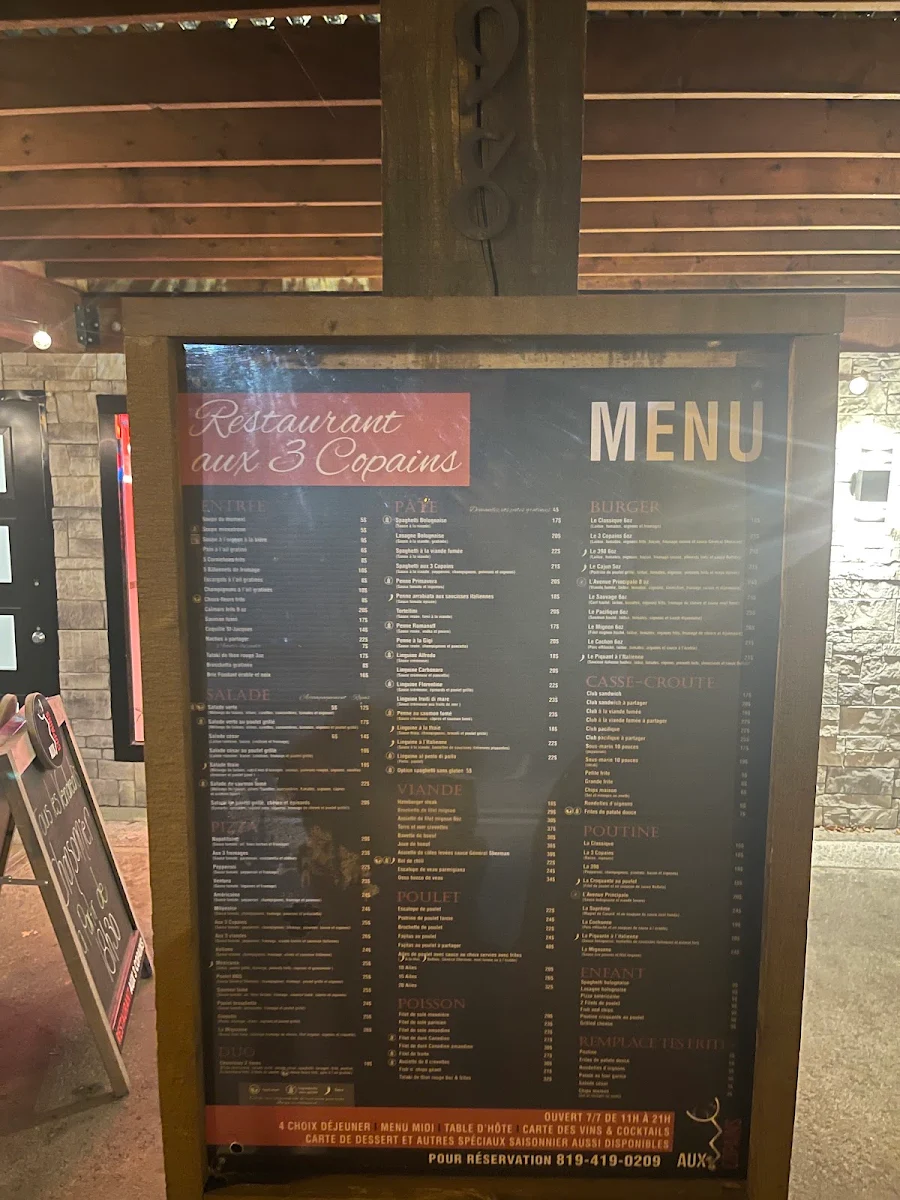 Menu, Aux 3 Copains