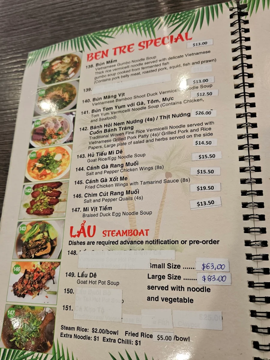 Menu, Hủ Tiếu Mì BẾN TRE