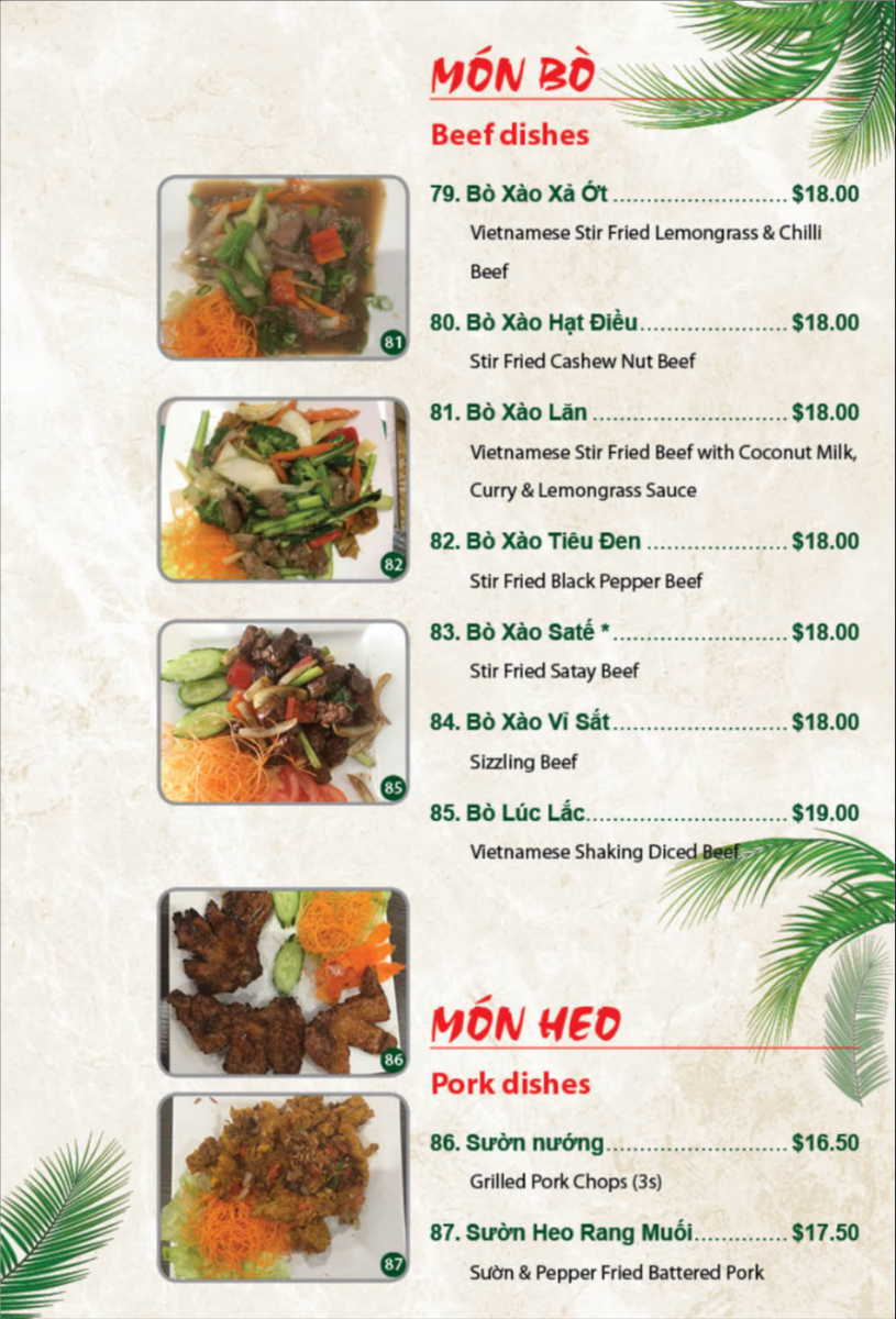 Menu, Hủ Tiếu Mì BẾN TRE