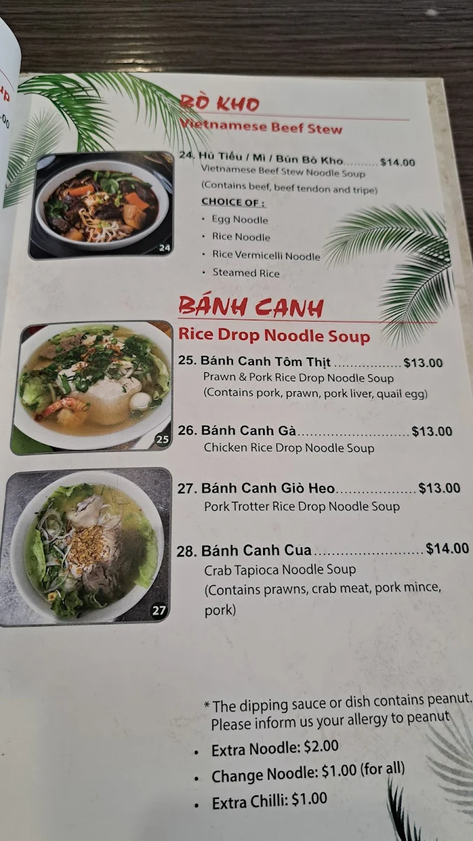 Menu, Hủ Tiếu Mì BẾN TRE