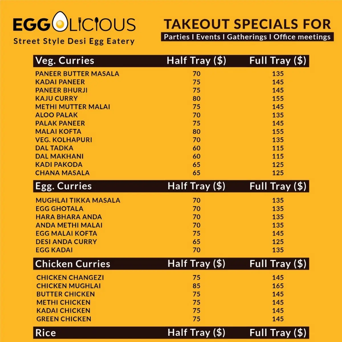 Menu, Egg N Spice Indian restaurant windsor