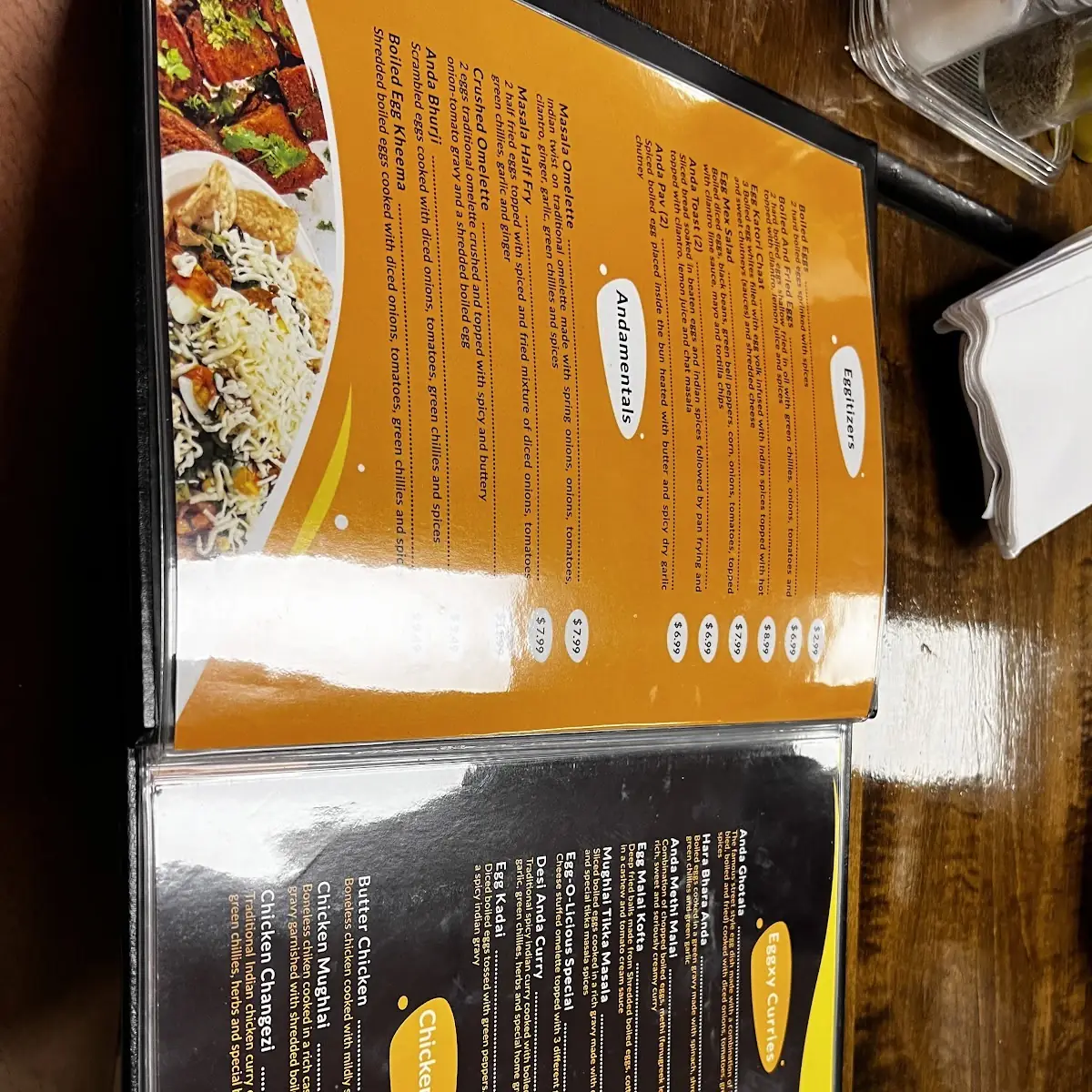 Menu, Egg N Spice Indian restaurant windsor