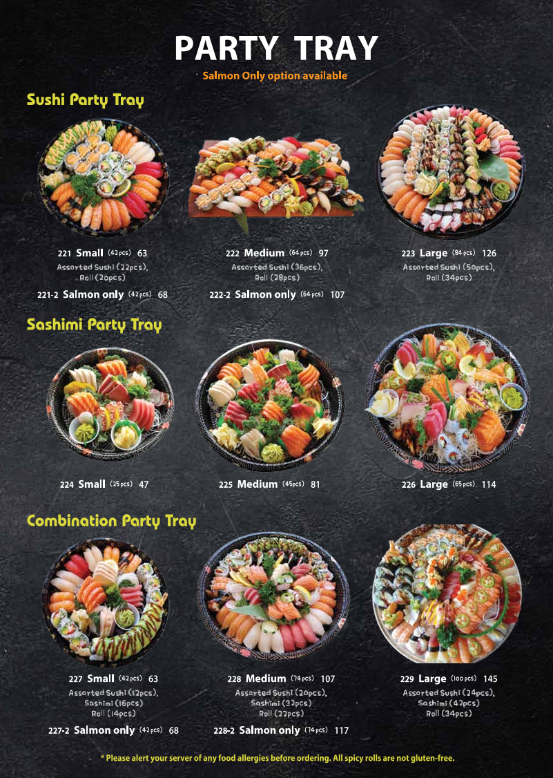 Menu, Pearl Sushi