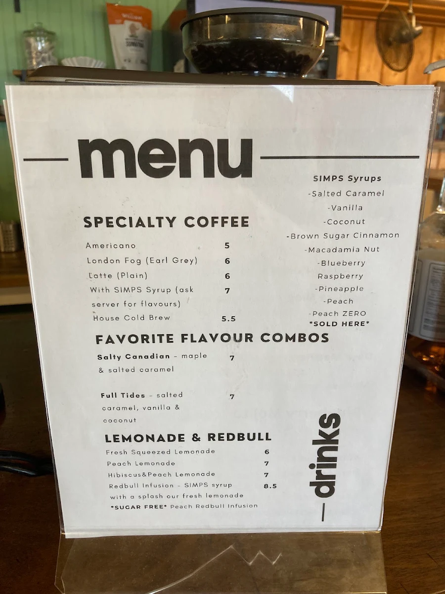 Menu, The Porch at Friar’s Bay Inn and Cottages