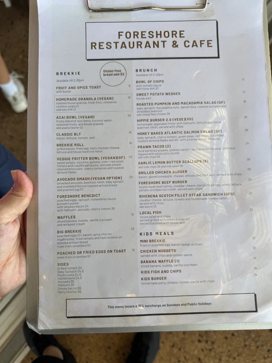 Menu, The Foreshore