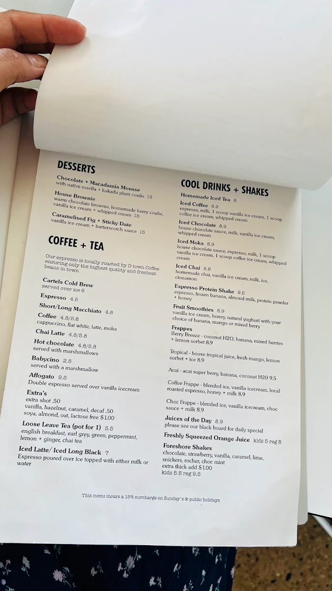 Menu, The Foreshore