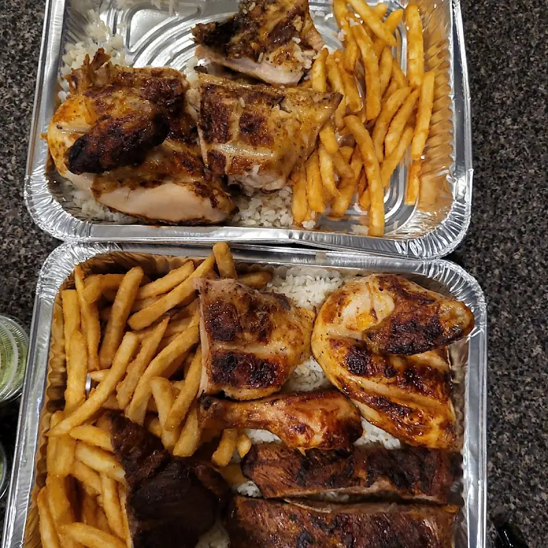 Half order BBQ chicken rice and fries