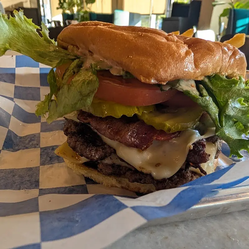 Swiss Onion Burger and Fries
