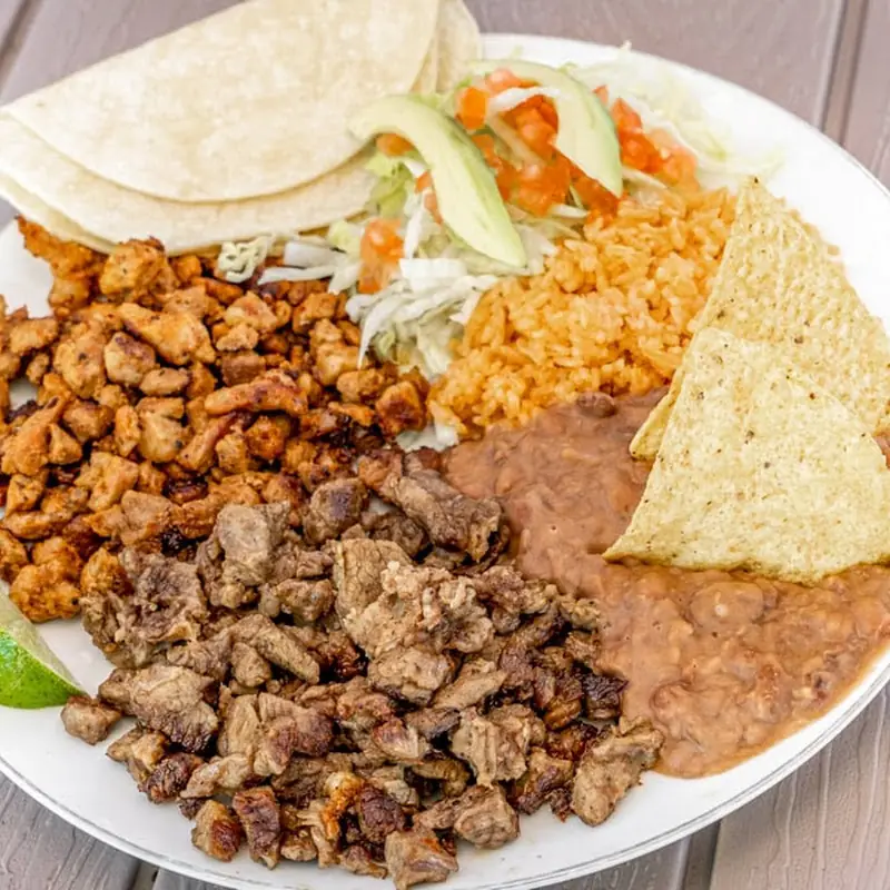 Migas plate with scrambled eggs