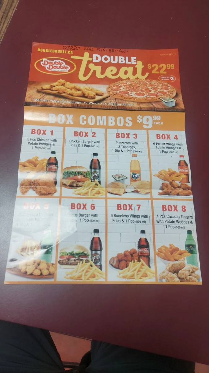 Menu, Double Double Pizza & Chicken