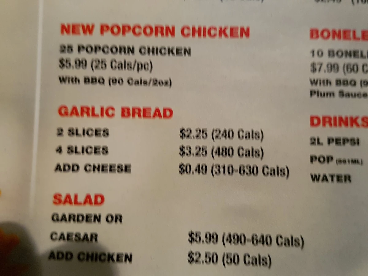Menu, Double Double Pizza & Chicken