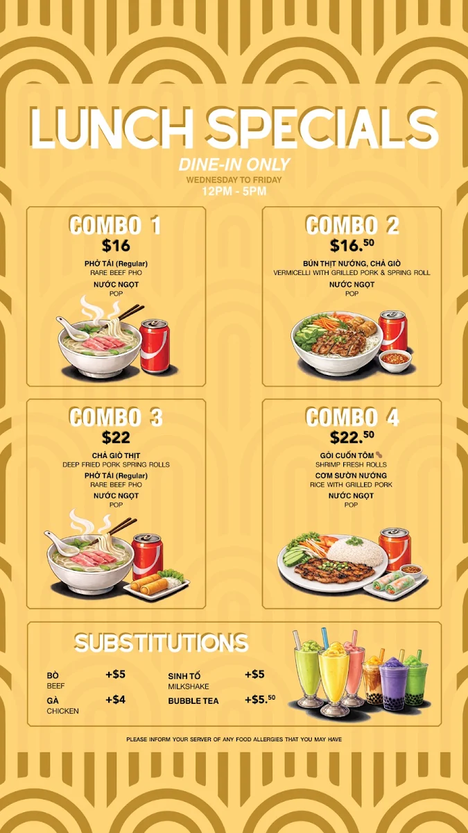 Menu, Pho Lang Van