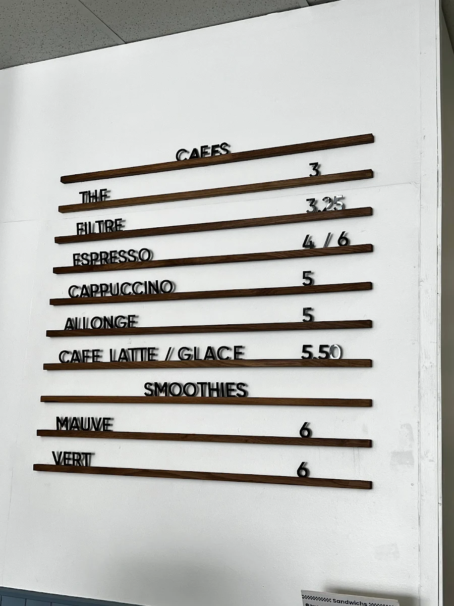 Menu, Suma Déjeuners & Sandwichs