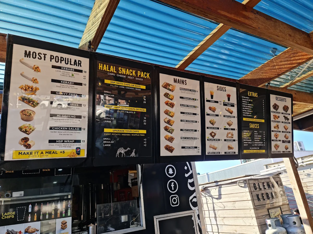 Menu, Glenny Kebabs - Forest Hill