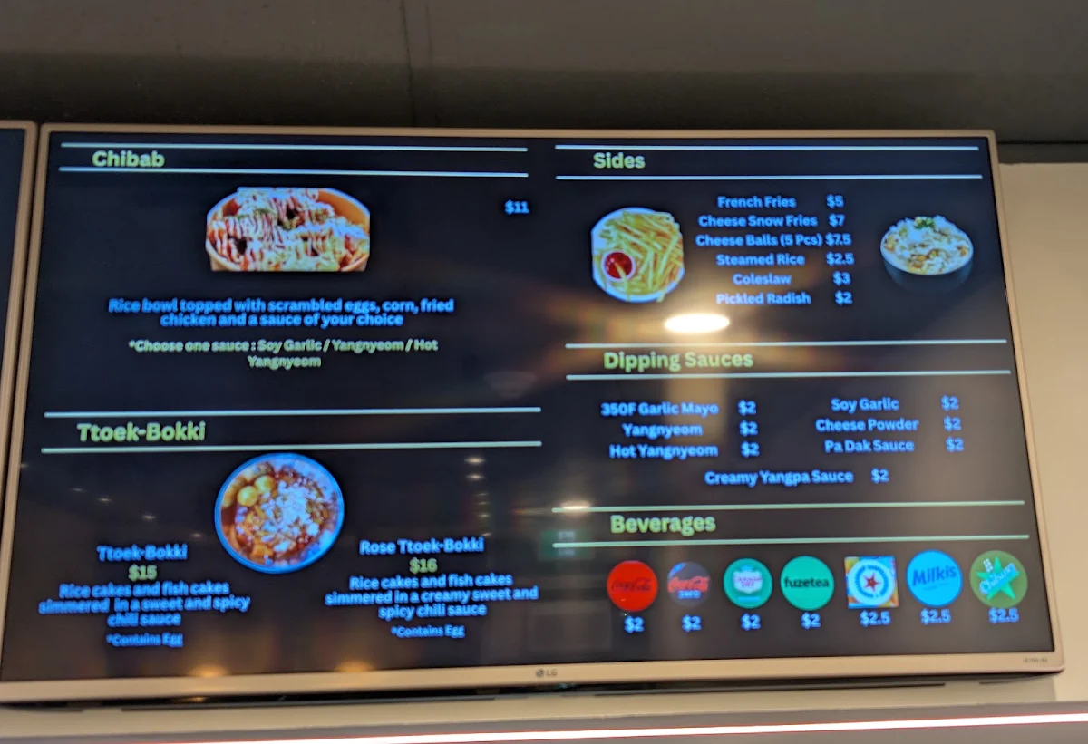Menu, 350°F Korean Fried Chicken - Port Coquitlam