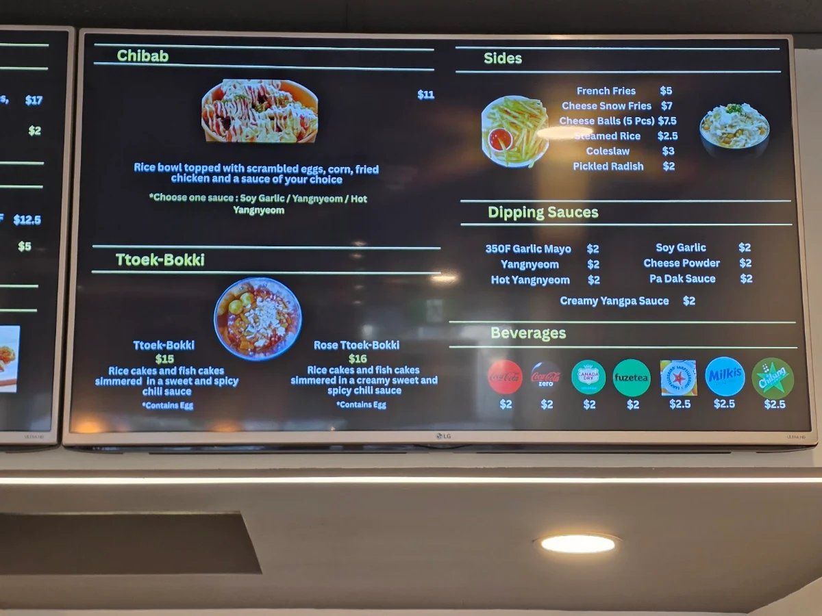 Menu, 350°F Korean Fried Chicken - Port Coquitlam