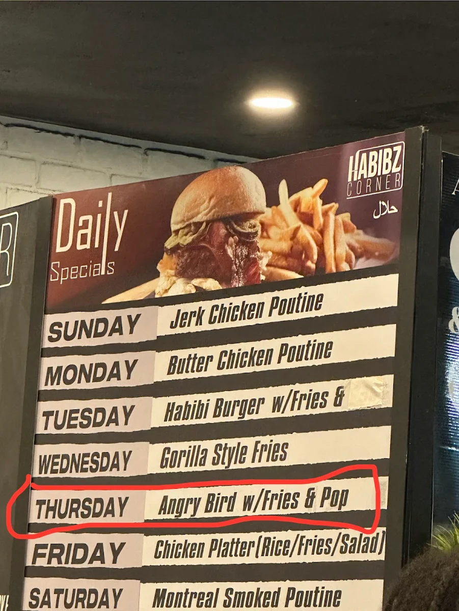 Menu, Habibz Corner
