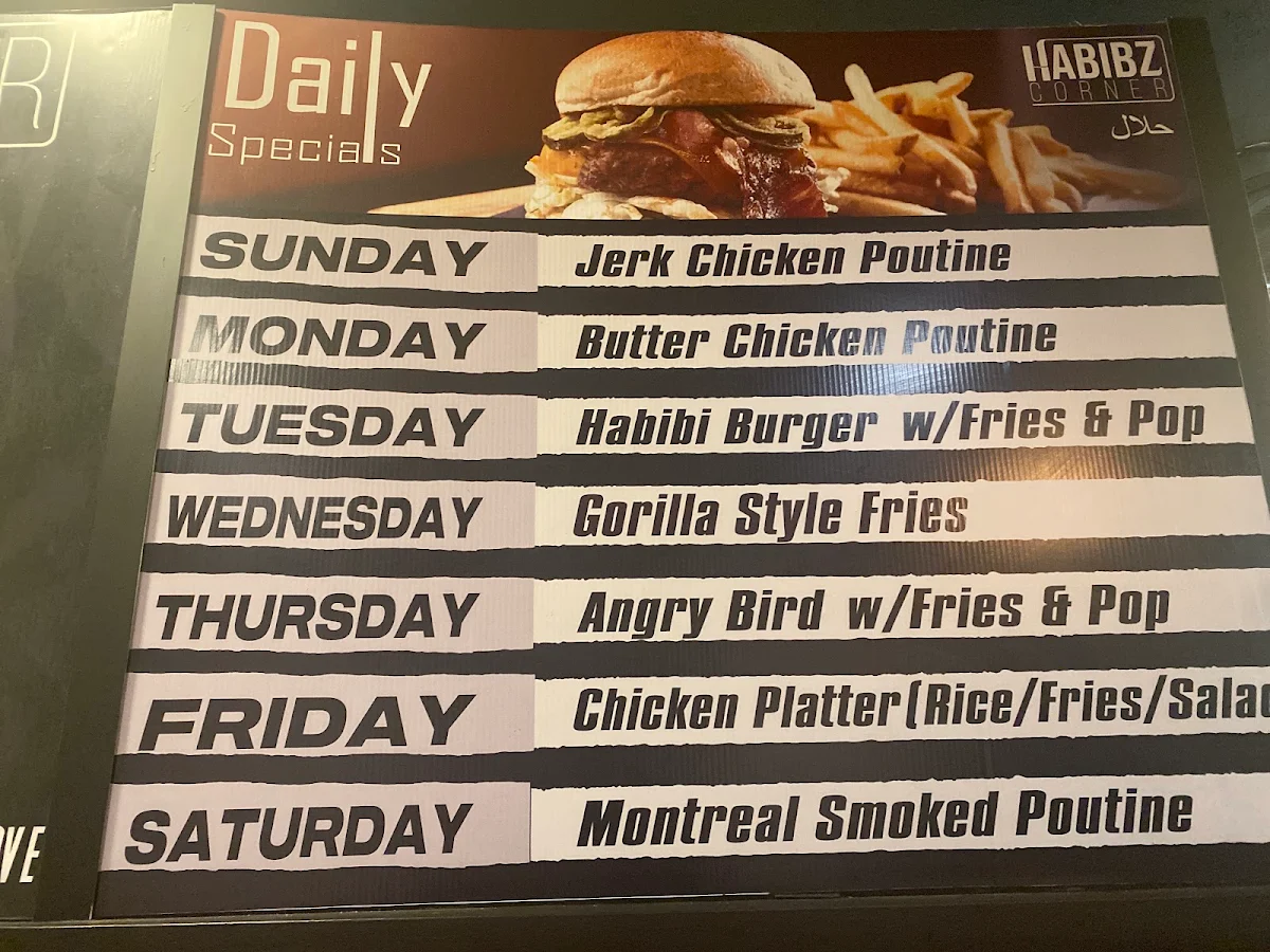 Menu, Habibz Corner