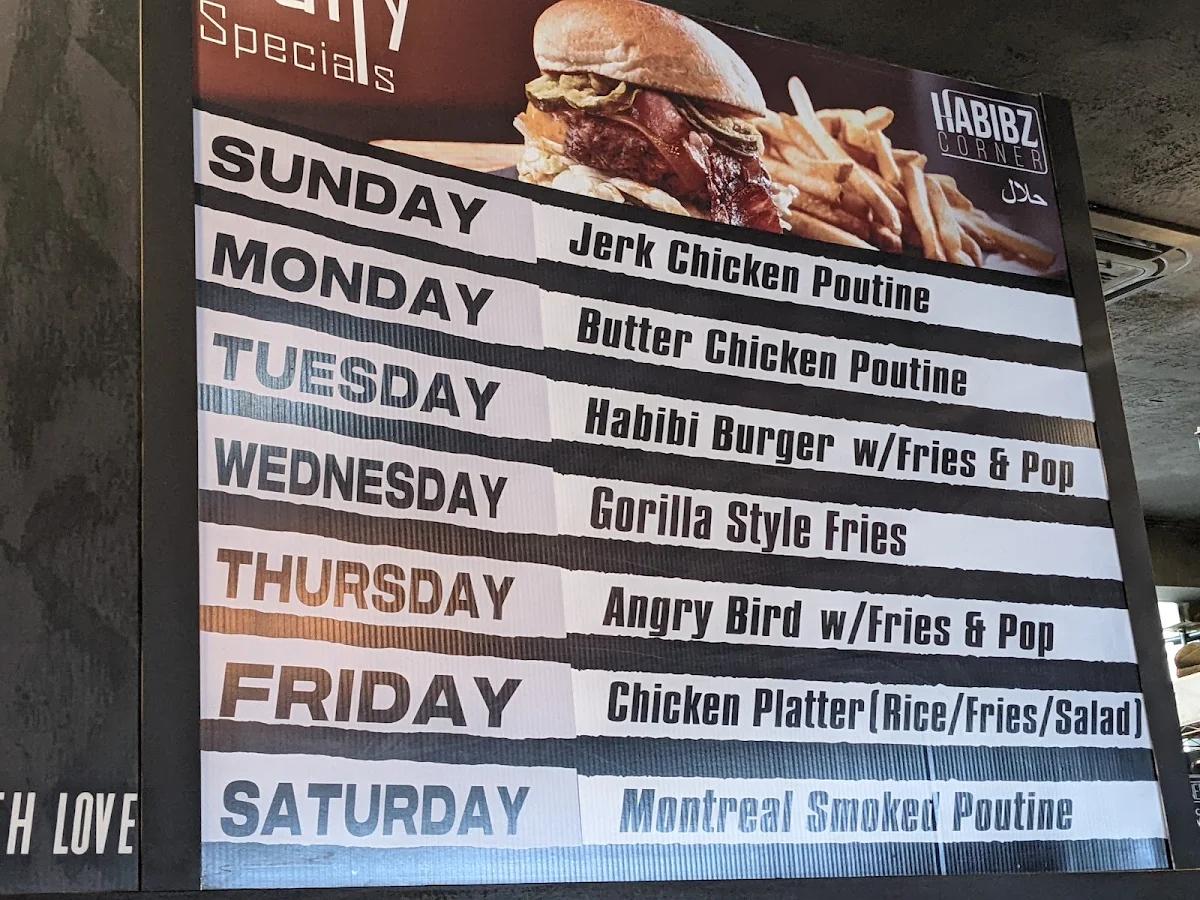 Menu, Habibz Corner